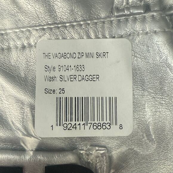 MOTHER The Vagabond Mini Skirt in Silver Dagger Size 25 - Picture 15 of 15